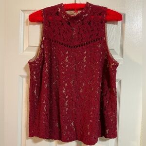 Carolina Belle Deep Red Lace Top